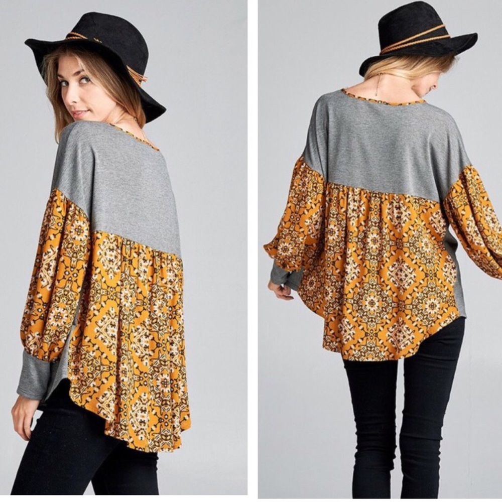 Host Pick 🥇Contrast Bell Sleeve Gray Top - Picture 3 of 4